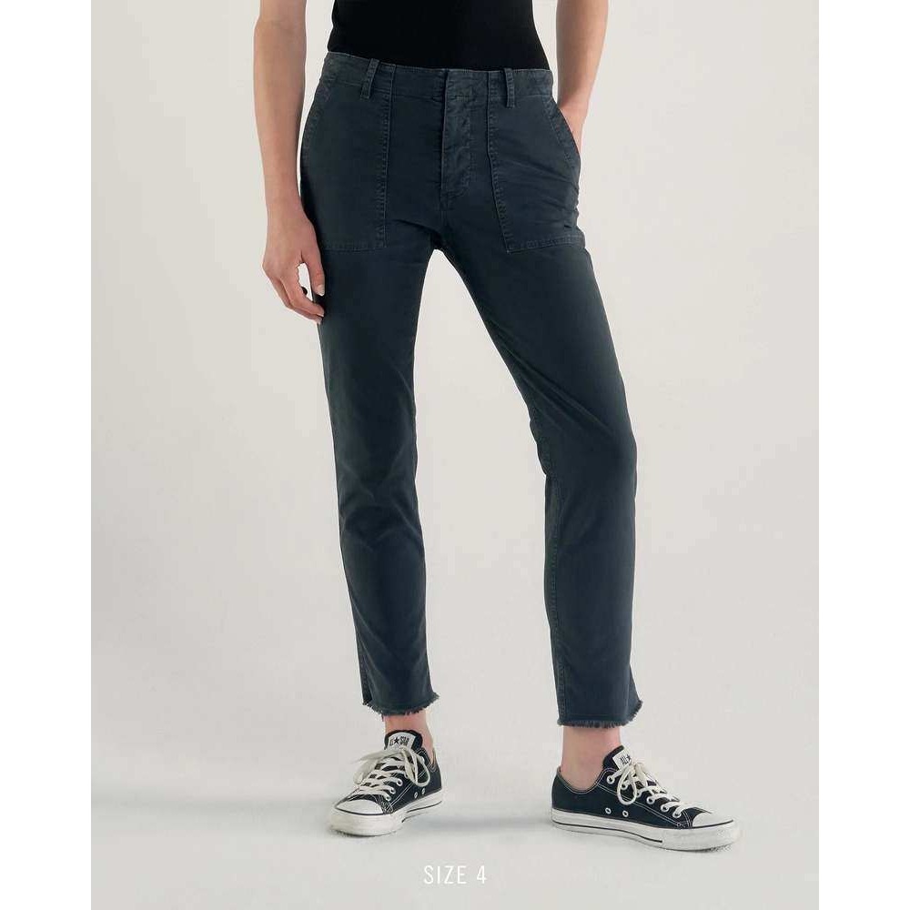 Nili Lotan Jenna Pants Faded Blue Washed Utility Tapered Raw Hem Cropped Size 00